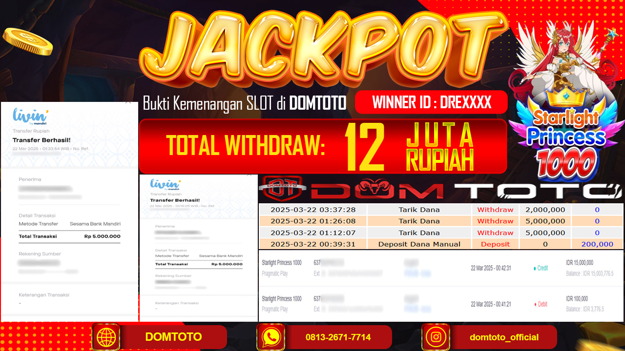 JACKPOT SLOT STARLIGHT PRINCESS 1000 22 MARET 2025